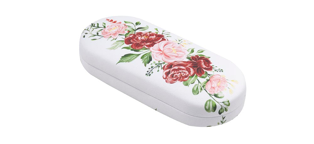 Kırmızı Çiçekli Desenli Sert Gözlük Kabı K086