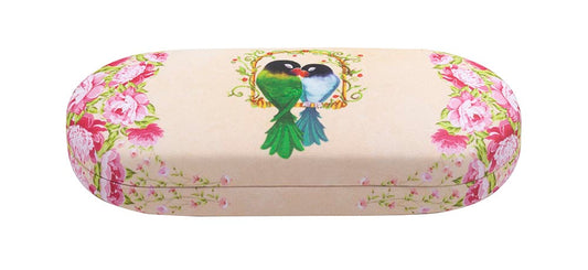 Pembe Kuş Desenli Sert Gözlük Kabı K088
