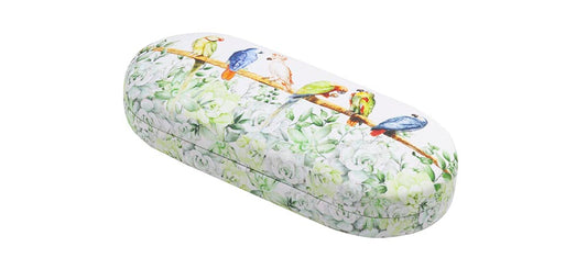 Beyaz Kuş Desenli Sert Gözlük Kabı K089