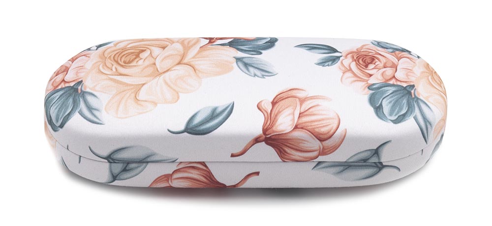 Orange Floral Pattern Hard Eyeglasses Case K083