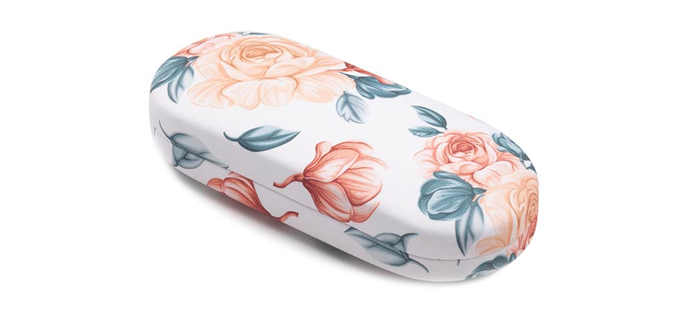 Orange Floral Pattern Hard Eyeglasses Case K083