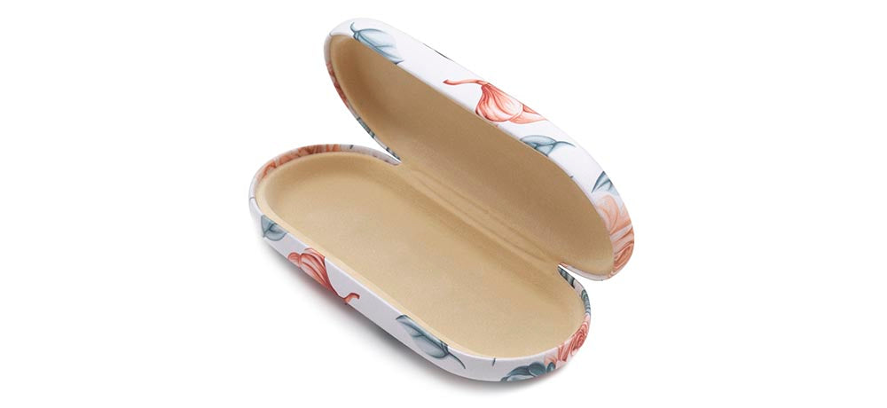 Orange Floral Pattern Hard Eyeglasses Case K083