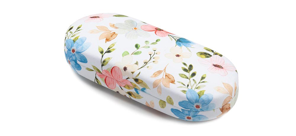 Mavi Çiçek Desenli Sert Gözlük Kabı K084