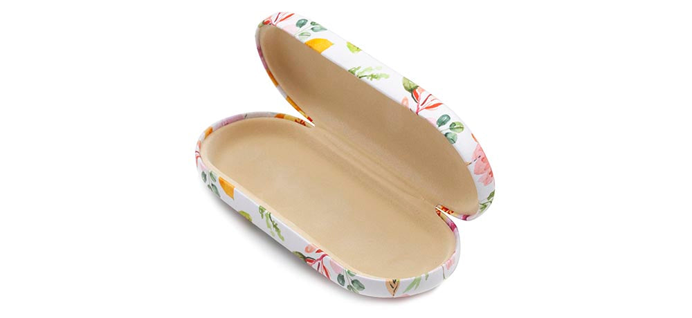 Pink Floral Patterned Hard Eyeglasses Case K085